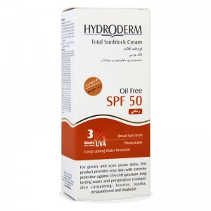 کرم ضد آفتاب SPF50 فاقد چربی بژ متوسط کرم پودری هیدرودرم 50 میلی لیتر